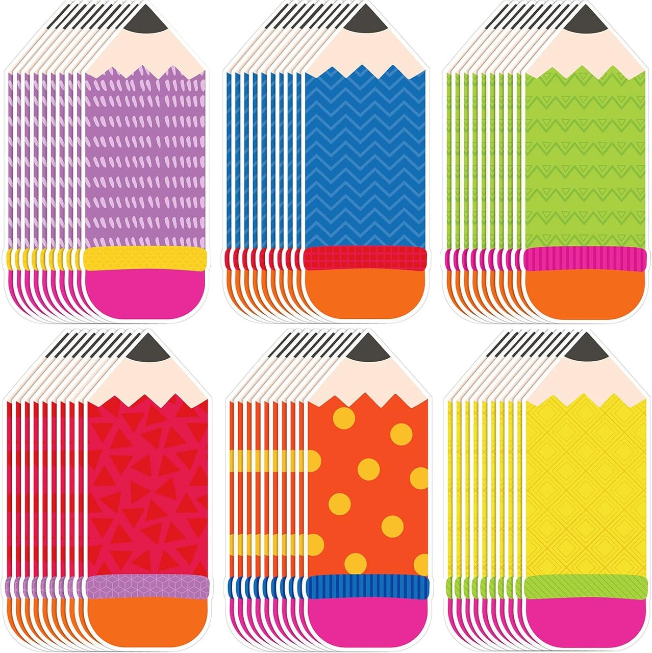 60 Pack Pencils Cut Outs Colorful Name Tags for Classroom Bulletin Board Locker Decor (Rainbow) 6 x 2.5 cm